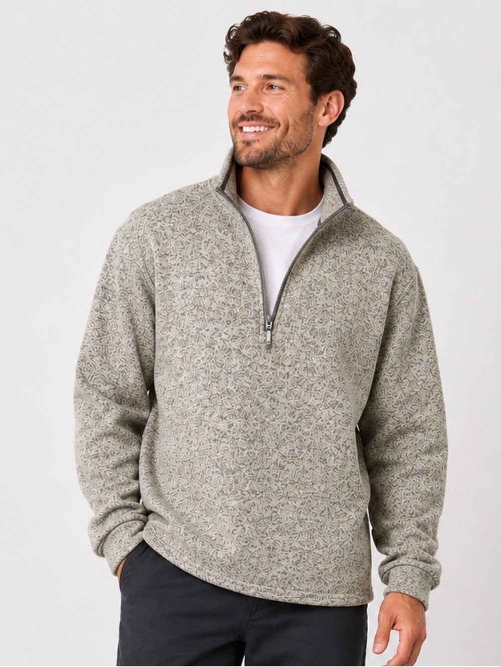 Old Navy Men's Quarter-Zip Mock Neck Sweater - Heather Gray